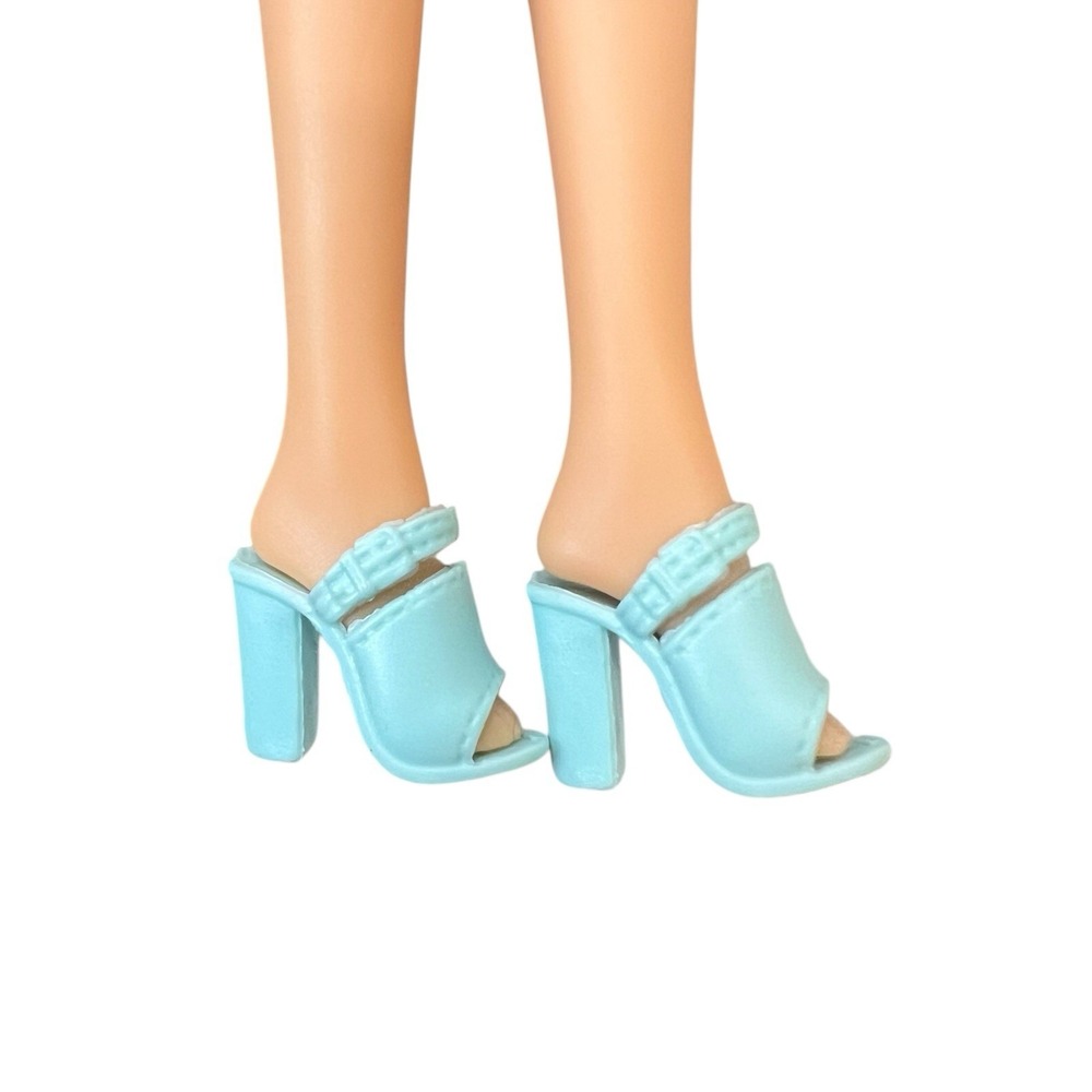 Barbie Fashionistas Shoes‎ Light-blue Chunky Heeled Mules Clogs Boho Mod